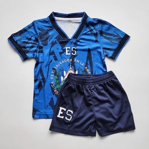 Kids El Salvador soccer uniform blue jersey set toddler